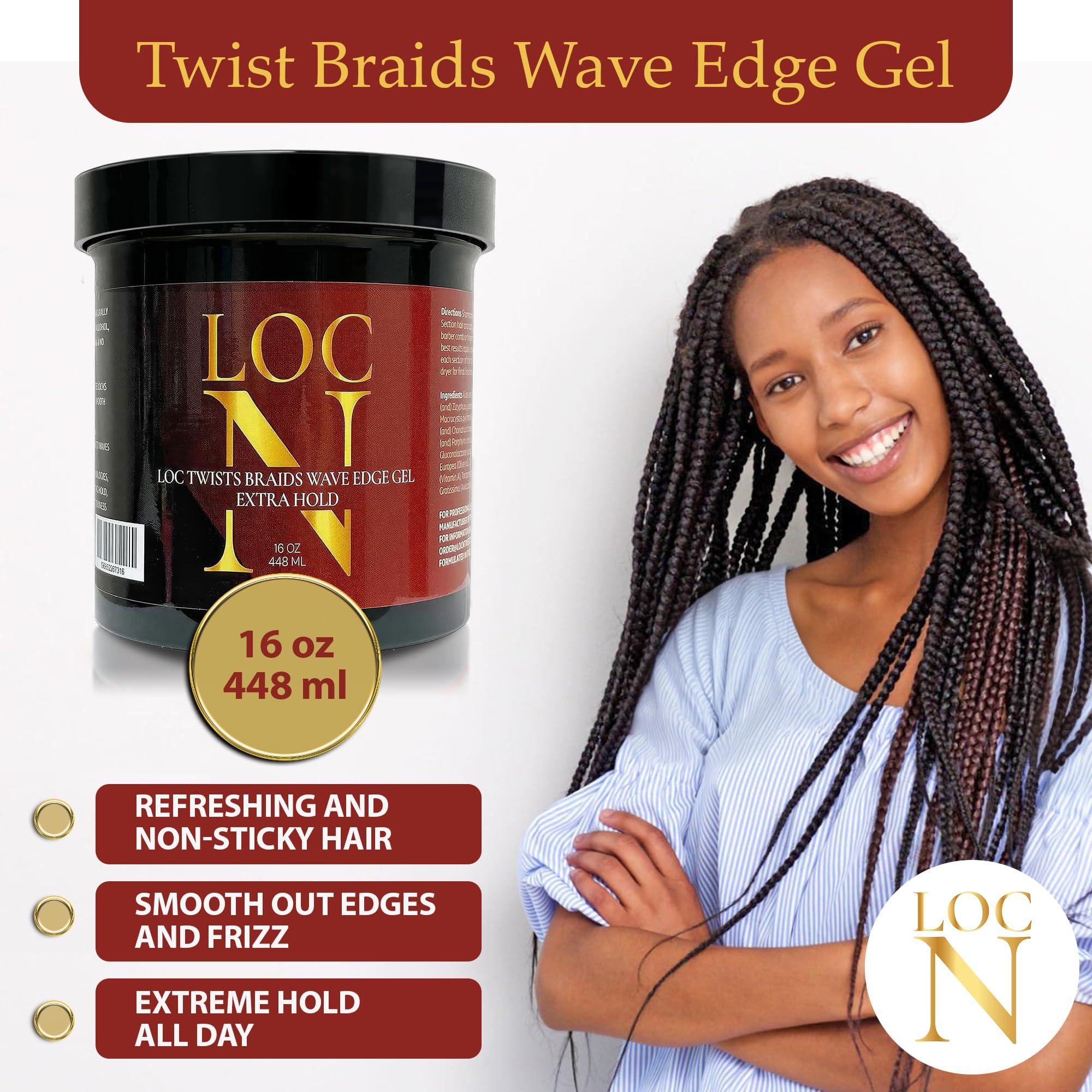 LOCN LOCN Twists Braids Wave Edge Gel, Extra Hold, 16 oz (448 ML)