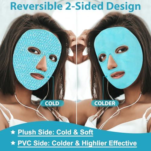 BeeVines BeeVines Ice Face Mask, Cooling Gel Pack for Puffy Eyes, Cold & Hot Reusable Compress, Frozen Eye Packs Masks for Women for Dark Circles, Puffiness & Allergies (Blue)