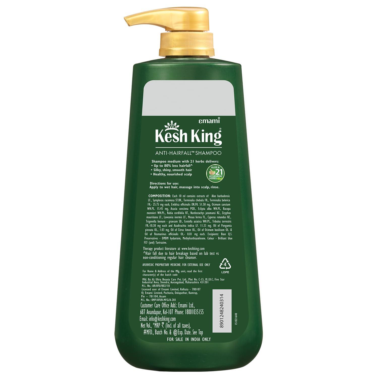 KESH KING KESH KING Anti Hairfall Shampoo | with 21 Ayurvedic Herbs & Aloe Vera | Provides Healthy Nourished Scalp | for Shiny & Smooth Hairs | 33.81. Fl Oz/1000ml