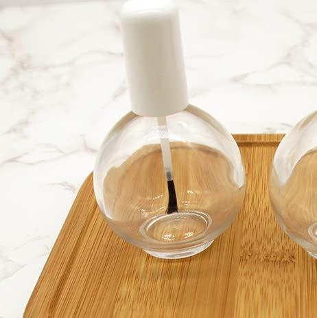 lasenersm 1 Piece Large Capacity 75ml (2.5oz) Empty Nail Polish Bottles with Brush Spherical Clear Glass Nail Polish Bottles Refillable Nail Polish Glass Bottles Containers for DIY Nail Art, White Lid