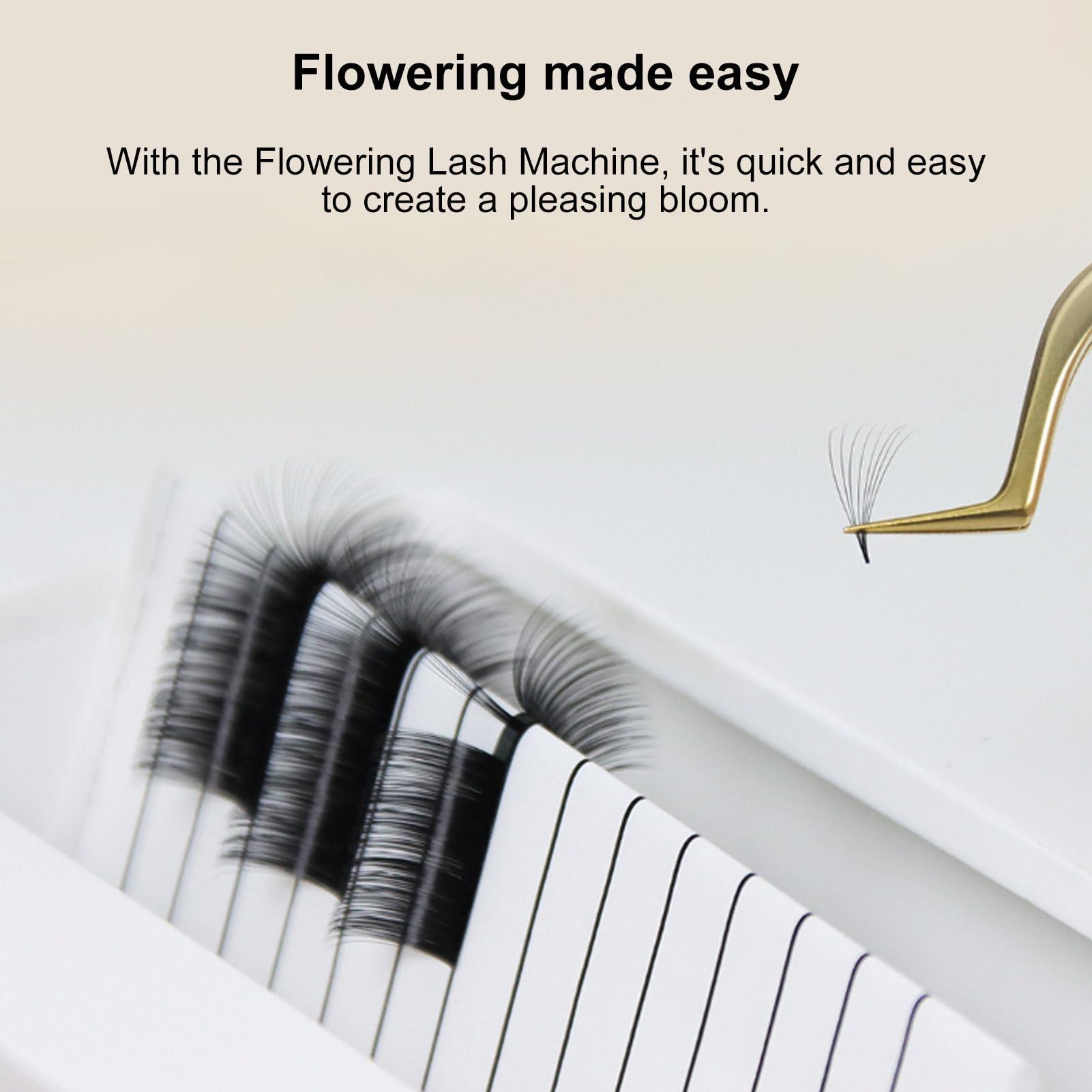 Focket Eyelash Flowering Machine, 6.89in False Eyelash Separator with 10 Eyelash Glue Cups, Professional Portable Acrylic Gift for Women Practical Lash Fan Maker Root Splitter (White)