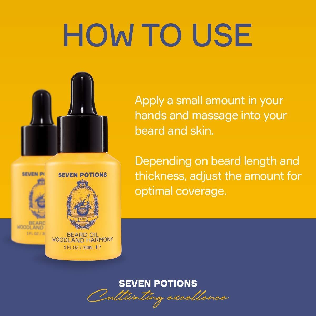 SEVEN POTIONS Beard Oil 1 fl oz by Seven Potions. Sweet and Woody Scented Beard Softener. Stops Beard Itch. Natural, Vegan, Beard Conditioning Oil. Contains Jojoba Oil (Woodland Harmony)