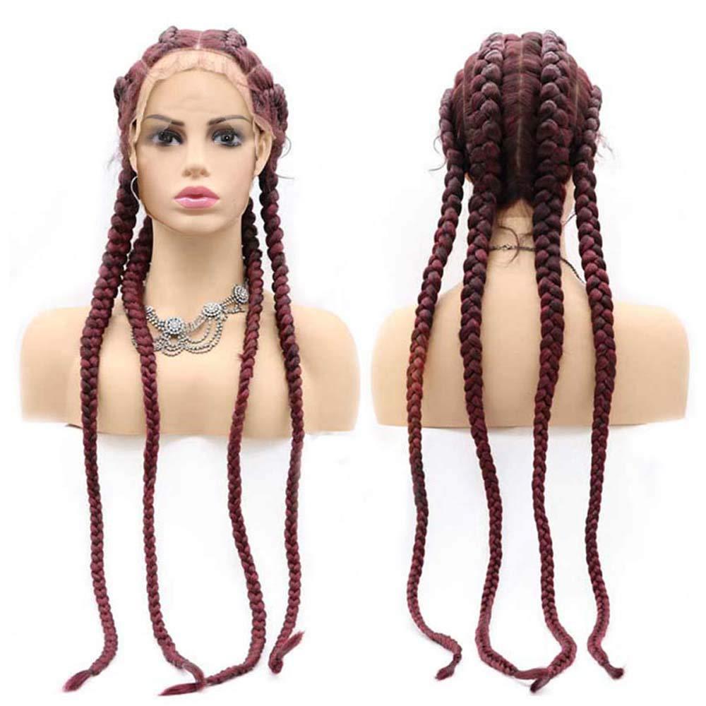 melody wig Melody Wig 99J# Wine Red 4x Twist Braids Wigs With Baby Hair Synthetic Lace Front braiding Wigs For Women Hand Twisted Wig Hand Made Braid Wig …