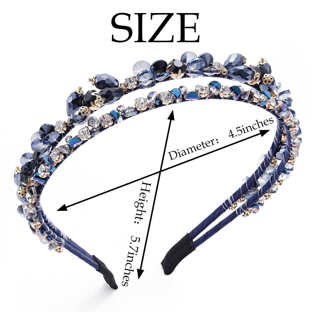 Urieo Urieo Crystal Double Layer Head Band Rhinestone Hair Bands Decorative Thin Headbands Party Prom Hair Accessories for Women