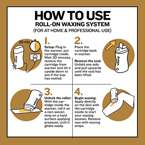 waxup waxup Gold Roll On Wax, Hair Removal Wax Cartridge, Depilatory Wax Roller Refill for legs and arms 3.88 Ounce / 110g (4 Pack). Wax Warmer and Waxing Strips not Included.