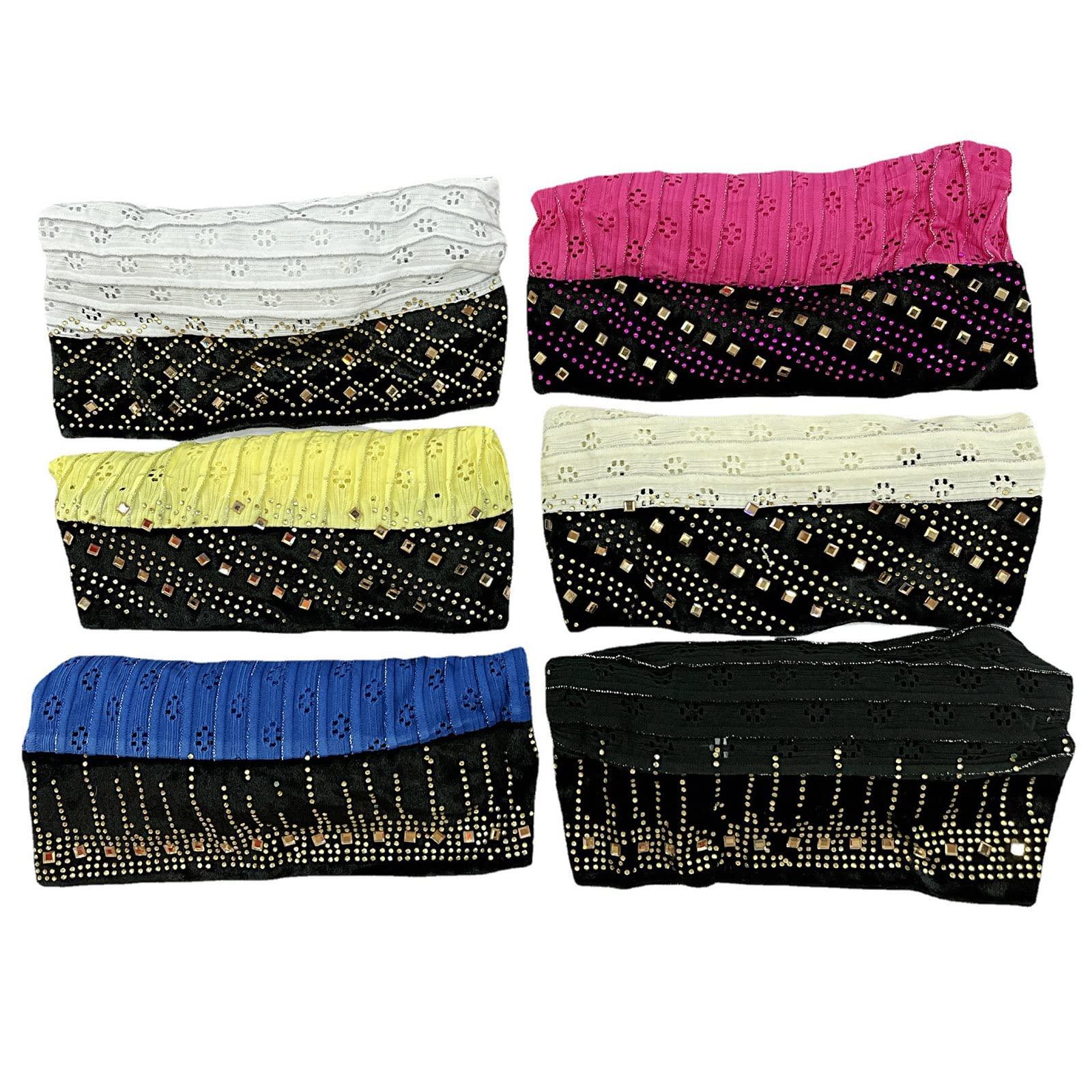 YOLAI African Women Turban Cap Head Wraps Beaded Headscarf Beanie Wrap Turban Headband Chemo Cap Soft Beanie (Beige, One Size)