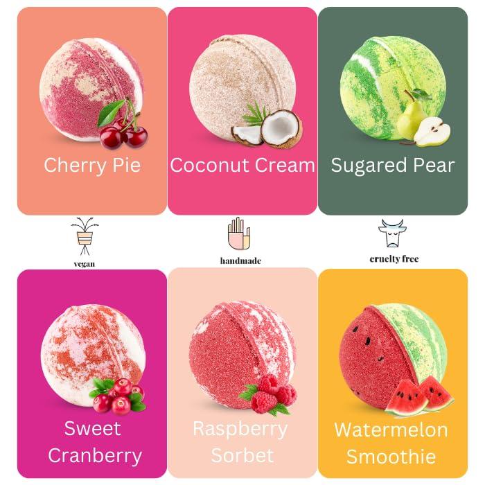 Bubbly Belle XXL 5oz Bath Bombs Gift Set, 12 USA Made Extra Large Fizzies with Fruity Scents