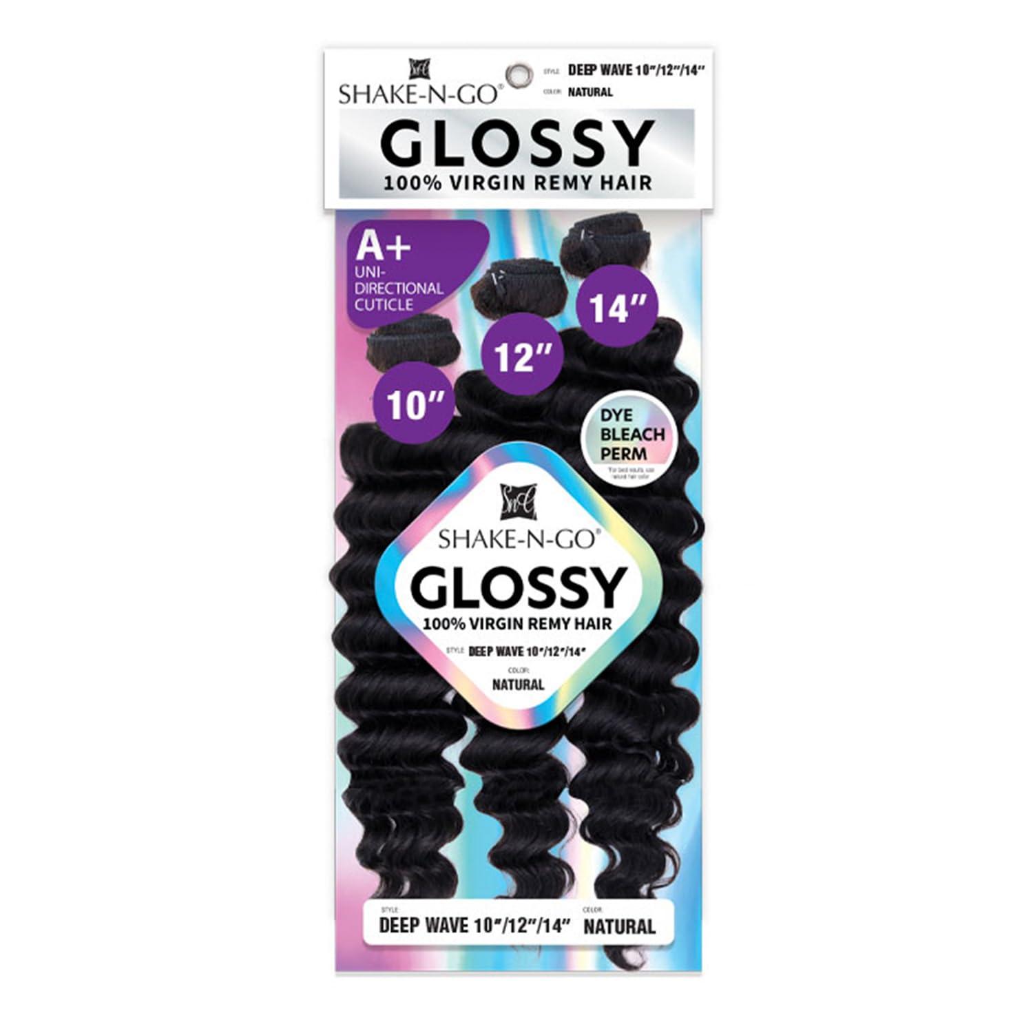 Shake-N-Go SHAKE-N-GO - GLOSSY 100% VIRGIN REMY HAIR - DEEP WAVE (10\"/12\"/14\", NATURAL BLACK)