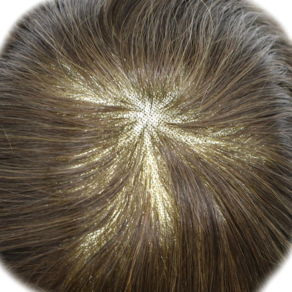 DR Hair Toupee For Men Hair Replacement System Real Human Hair Pieces For Men\'s Toupee Hair System For Men Fine Mono Protesis Capilar Para Hombre7X9 Medium light density #6 Light Brown