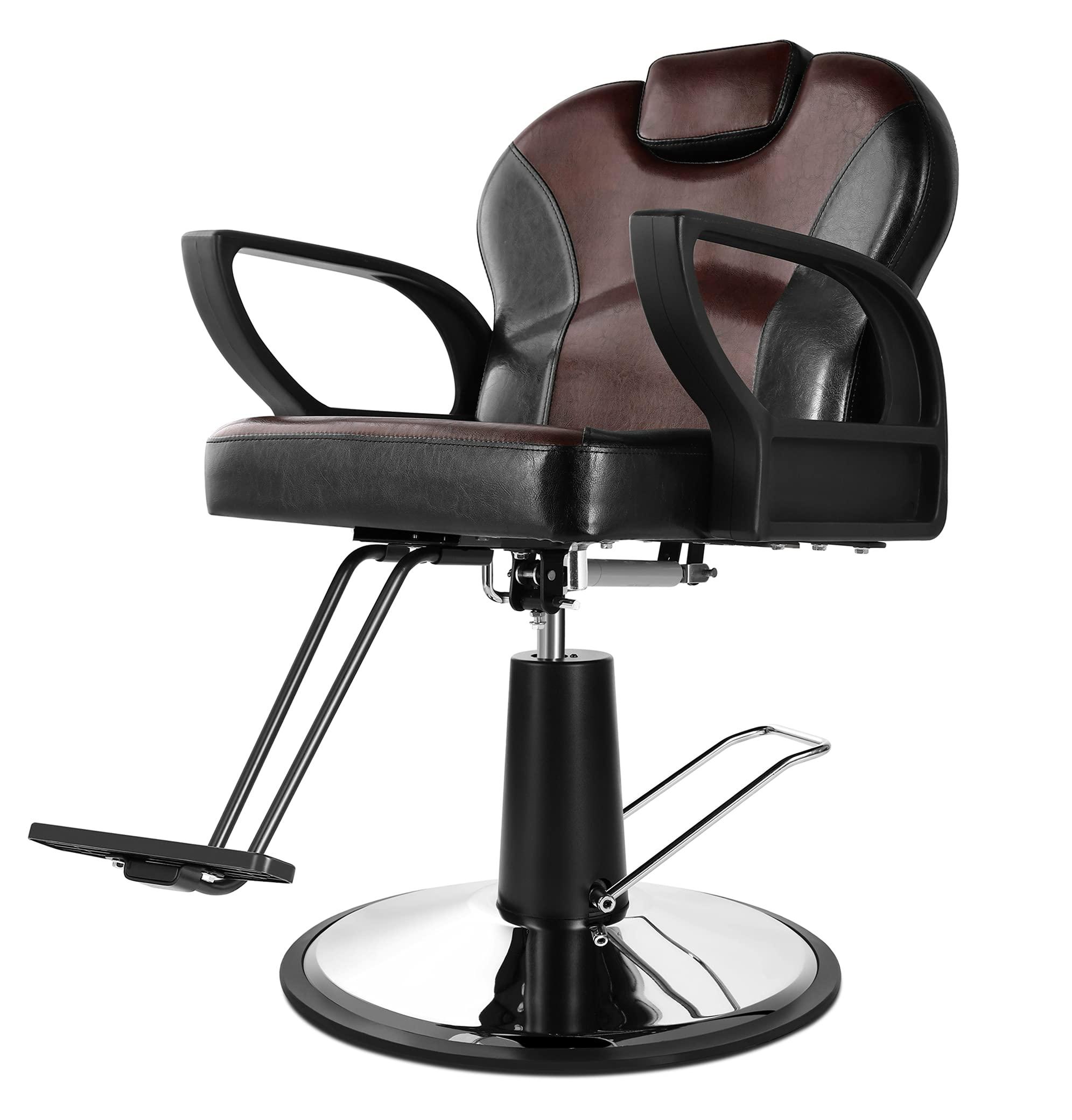 Beauty Life Barber Chair Reclining with Hydraulic Pump Beauty Stylist Chair Salon Chair Tattoo Chair Black/Dark Red