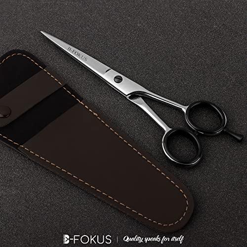 B-FOKUS Professional Hair Cutting Scissors, Made of German Stainless Steel Hair Scissors, 6 inches Hair shears with Case, Barber Accessories Scissor Useful for Salon and Home (Silver Shine)
