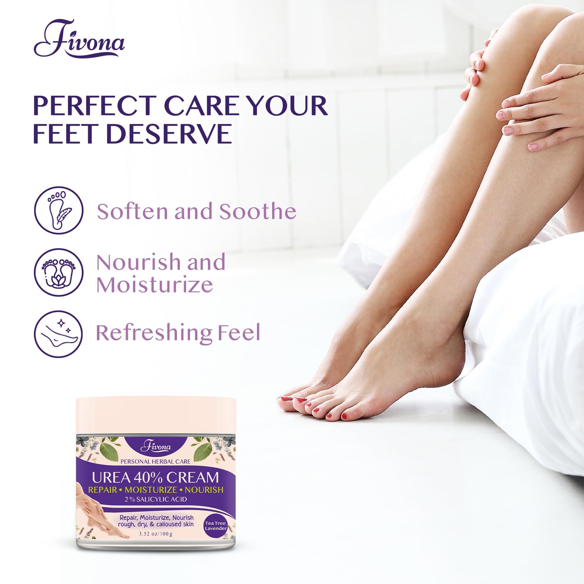 FIVONA FIVONA 40% Urea Cream with 2% Salicylic Acid - Foot Cream with Tea Tree and Lavender Extracts Foot Lotion for Dry Cracked Heels, Dead Skin & Callus Remover, Feet Moisturizer Repair Cream