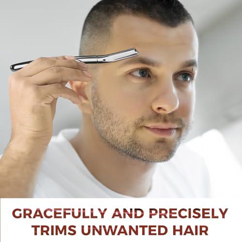 ZOMCHI ZOMCHI Eyebrow Razor and Face Razor for Women and Men, Reusable Metal Handle with 11 Refill Blades, Dermaplane Razor with Protective Silicone Cap, Eyebrow Hair Trimmer - Polished Silver