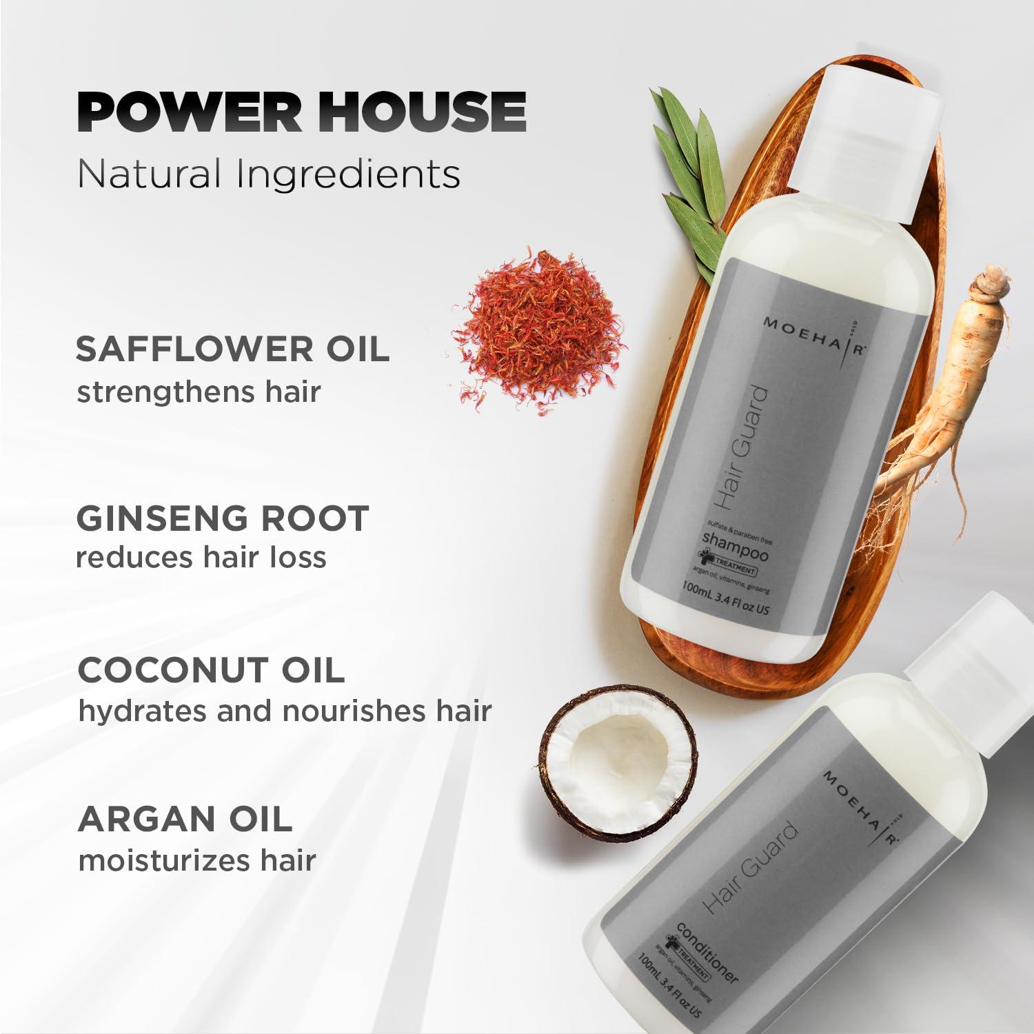 MOEHAIR MOEHAIR Duo Pack (Hair Guard Shampoo & Conditioner) | Stimulates Follicles | Prevents Thinning | Strengthens & Repairs Damaged Hair | Paraben & Sulfate Free (3.4 Fl. Oz)