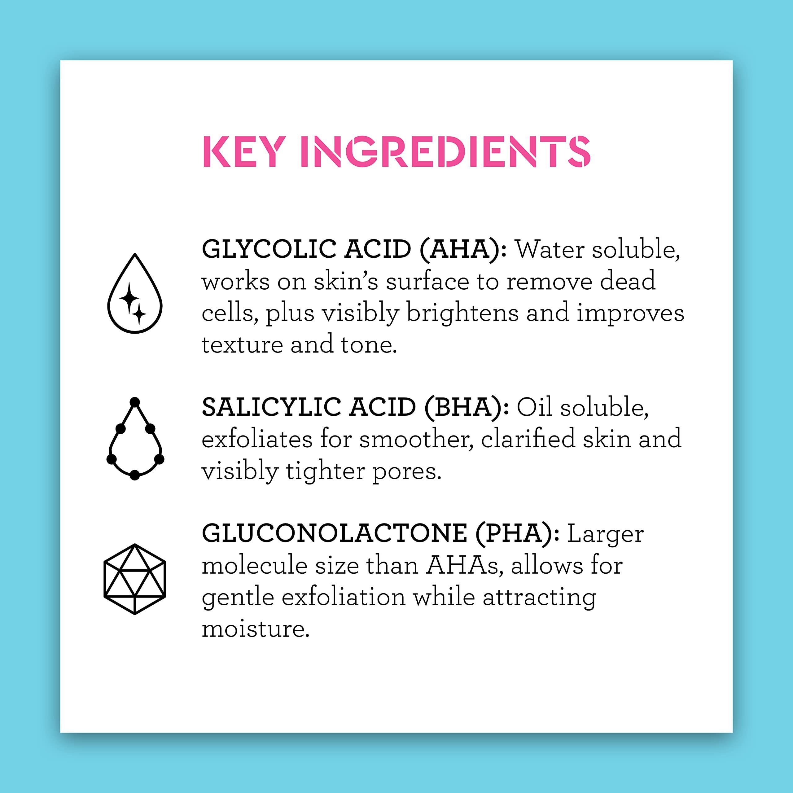 Bliss Bliss Renew & Smooth Face Serum & BlissPro Liquid Exfoliant- Nightly Use AHA Glycolic serum & Exfoliating Treatment- Exfoliate, Brighten, and Smooth Skin - Vegan & Cruelty-Free