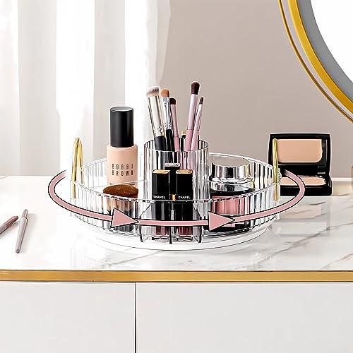 Weidace Weidace 360 Rotating Makeup Organizer, Large Capacity Perfume Organizer for Dresser, Bathroom Counter Organizer with Makeup Brush Holder, Fits Vanity, Bedroom, Bathroom Countertop (1 Tier, White)