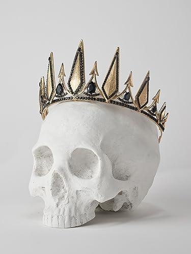 SWEETV SWEETV Gothic Crowns for Women Black Tiara Queen Crown Witch Hair Accessories for Costume Halloween Prom Party Gold