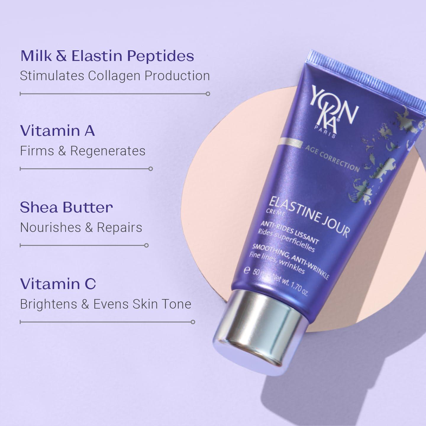 Yonka Yon-Ka Elastine Jour Anti-Wrinkle Day Cream (50ml) Anti Aging Facial Moisturizer and Eye Cream, Soften Fine Lines and Wrinkles with Vitamin C and Elastin Peptides, Paraben-Free