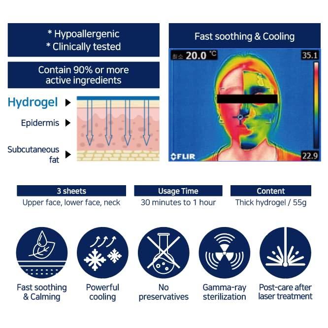 CLABIANE [CLABIANE] Cryo-Derm Mask, Gamma-ray satilization, No preservatives, Post-care after laser treatment, Hypoallergenic, Hydrogel mask
