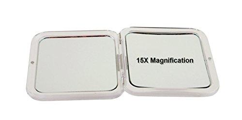 SKÖN lifestyle SKÖN lifestyle Missy 15X/1X Personal Compact Mirror - Powerful 15X magnification & traditional 1X mirror, Full 180 degree opening, Effortless magnetic closure and opening- Metallic Silver