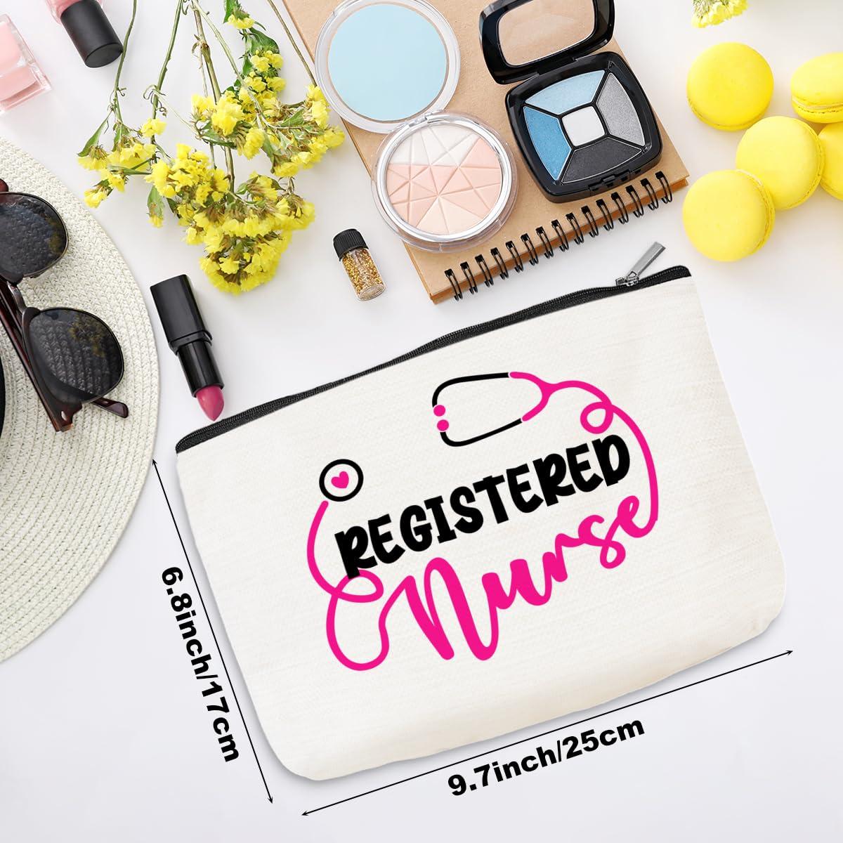 PQV Registered Nurse Cosmetic Bag Nurse Gifts Nurse Appreciation Birthday Makeup Bag Nurse Graduation Gift Nursing Student Essentials Accessories Nurse Practitioner Gifts for Women Friend Nurses Week Gift