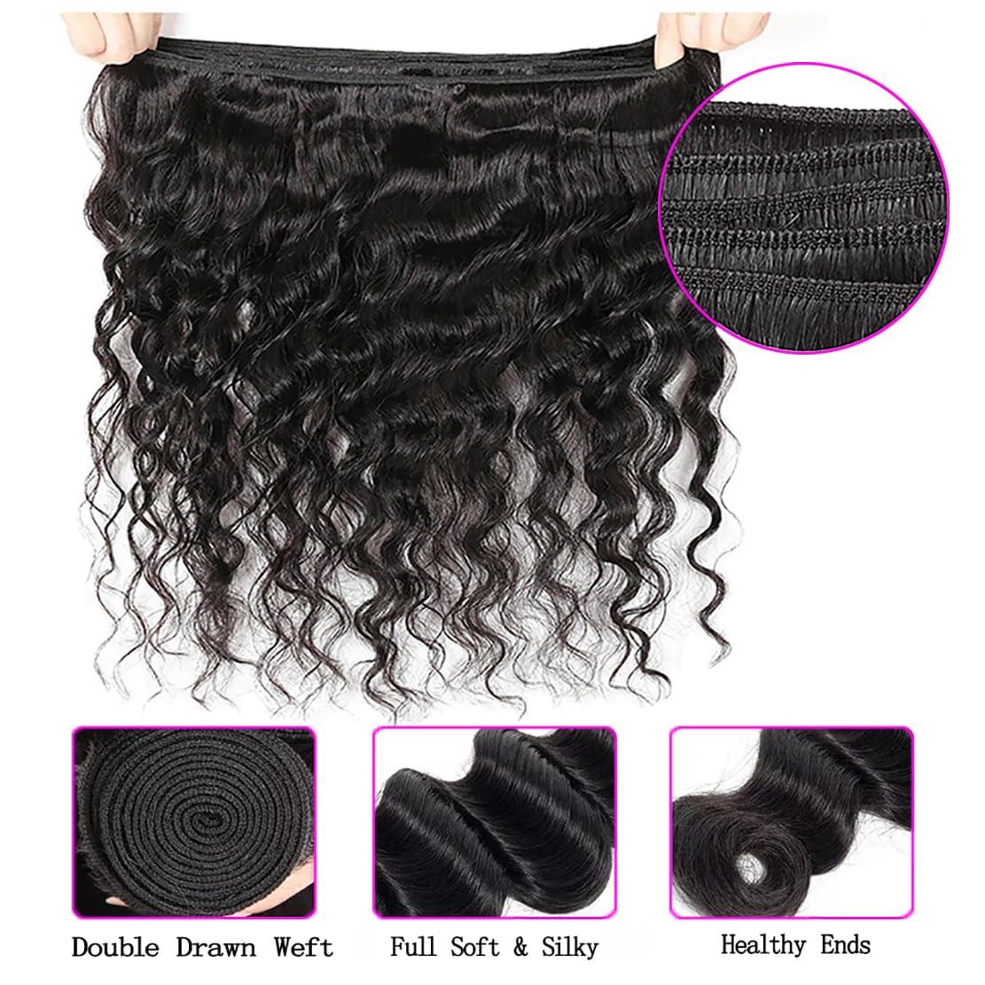 Vallbest Vallbest Bundles Human Hair Loose Deep Wave Bundles 24 26 28 30 inch Loose Deep Wave 4 Bundles Human Hair 10A Grade Unprocessed Brazilian Virgin Hair Bundles for Black Women