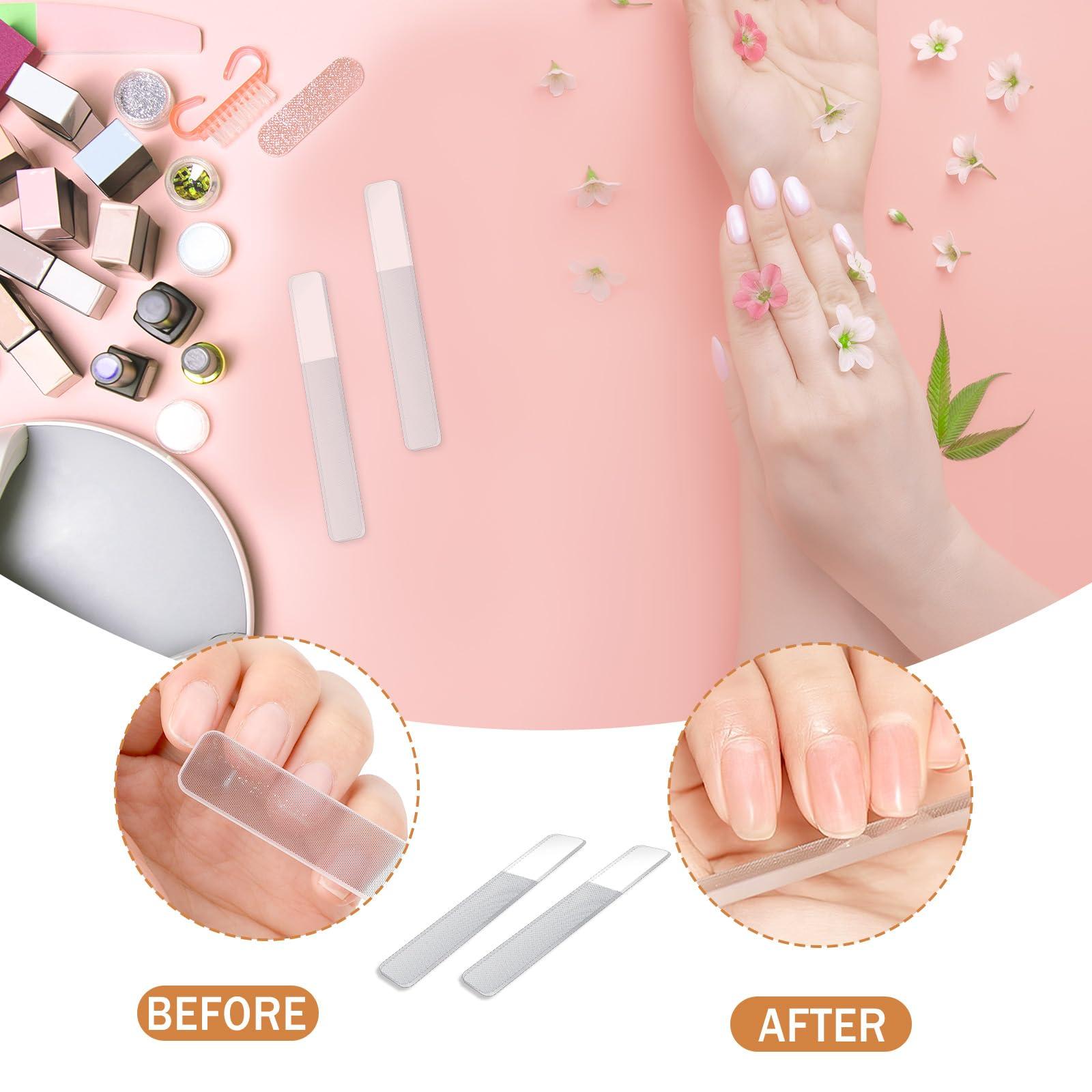 Xthrotsenk 6 Pack Nano Shiner Files Glass Nail Buffer Glass Nail File for Natural Nails, Nano Crystal Polishing Nail Files, Glass Nail File Buffing with Case, Professional Manicure Tools for Home Salon