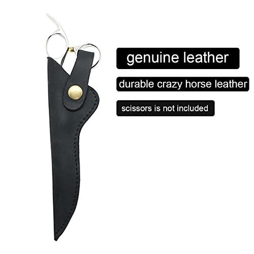 boshiho Scissors Pouch, Boshiho Genuine Leather Salon Barber Hairdressing Scissors Holster Holder Case Bag for 6 Inch Scissor (Black)