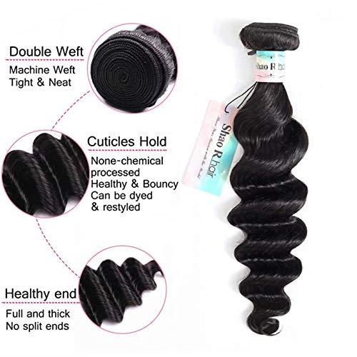 Shao R hair Loose Deep Wave Bundles with Closure 100% Unprocessed Virgin Human Hair Loose Wave Bundles with Closure Brazilian Curly Bundles with Closure Human Hair 18”20”22” with 16” Closure Natural Color