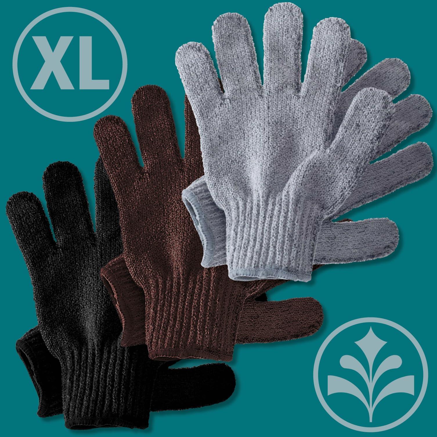 Temple Spring Temple Spring Exfoliating Glove, Carbonized Rayon Bamboo Exfoliating Body Scrubber, Loofah Washcloth, Exfoliate Loofa Shower Scrubber, Body Exfoliator Scrub, Shower Loofah Bath Sponge - Grey XL