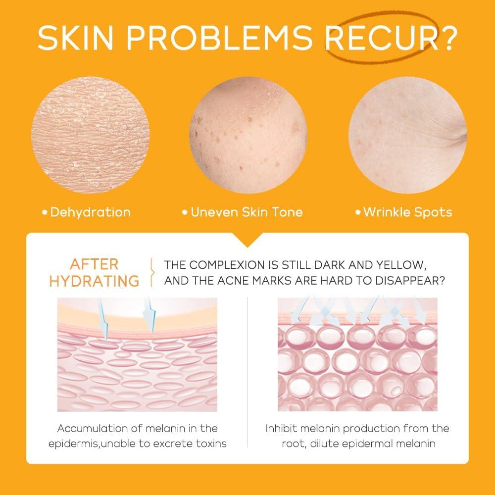 Yasovigi Vitamin C Skincare Set, Moisturizing Face Skin Care Kit with Facial Cleanser, Face Serum, Face Cream, Eye Cream, Toner For Hydrating Skin, Anti-Aging Skin