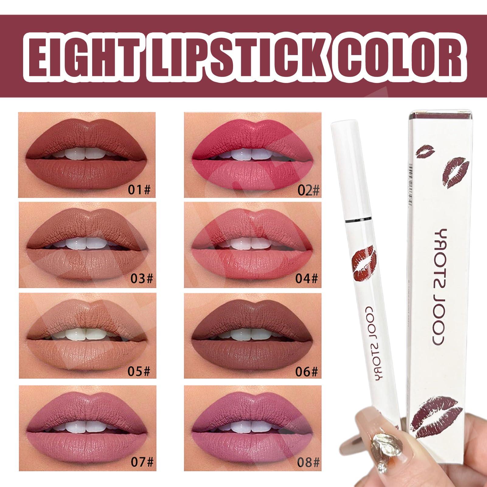 Elugty Elugty Cool Story Lip Liner Stain,New Formula Cool Story Lip Liner,Submarine Liquid Lip Liner,Cool Story Lip Liner Liquid,2-in-1 Waterproof Longwear Liquid Lip Liner,Long Lasting Lip Liner (08, 3pcs)