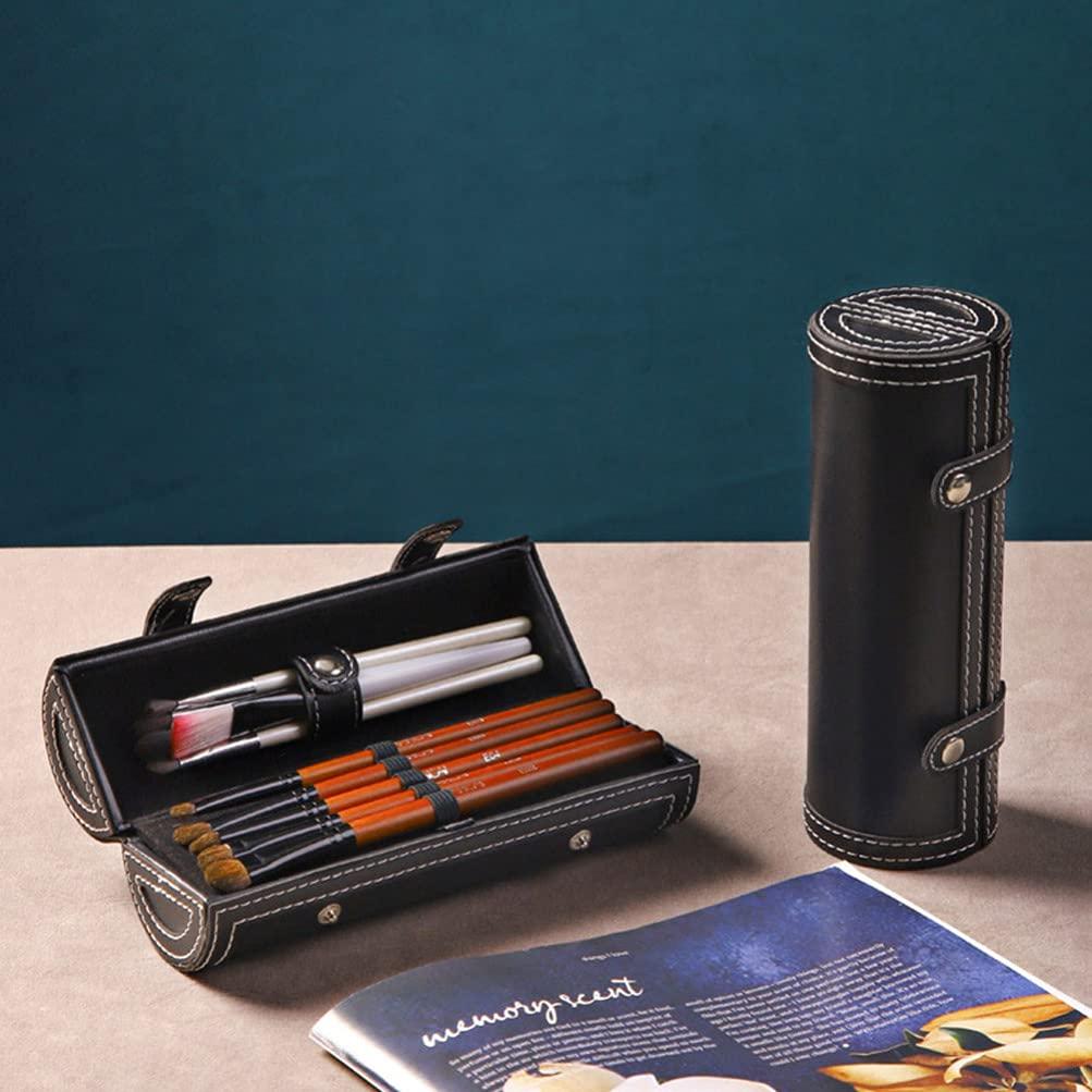 HEALLILY Makeup Storage Organizer Box Makeup Brush Rolling Case Makeup Brush Bag Holder Cosmetic Bag Organizer Travel Portable Cosmetics Case Black Travel Toiletry Bag