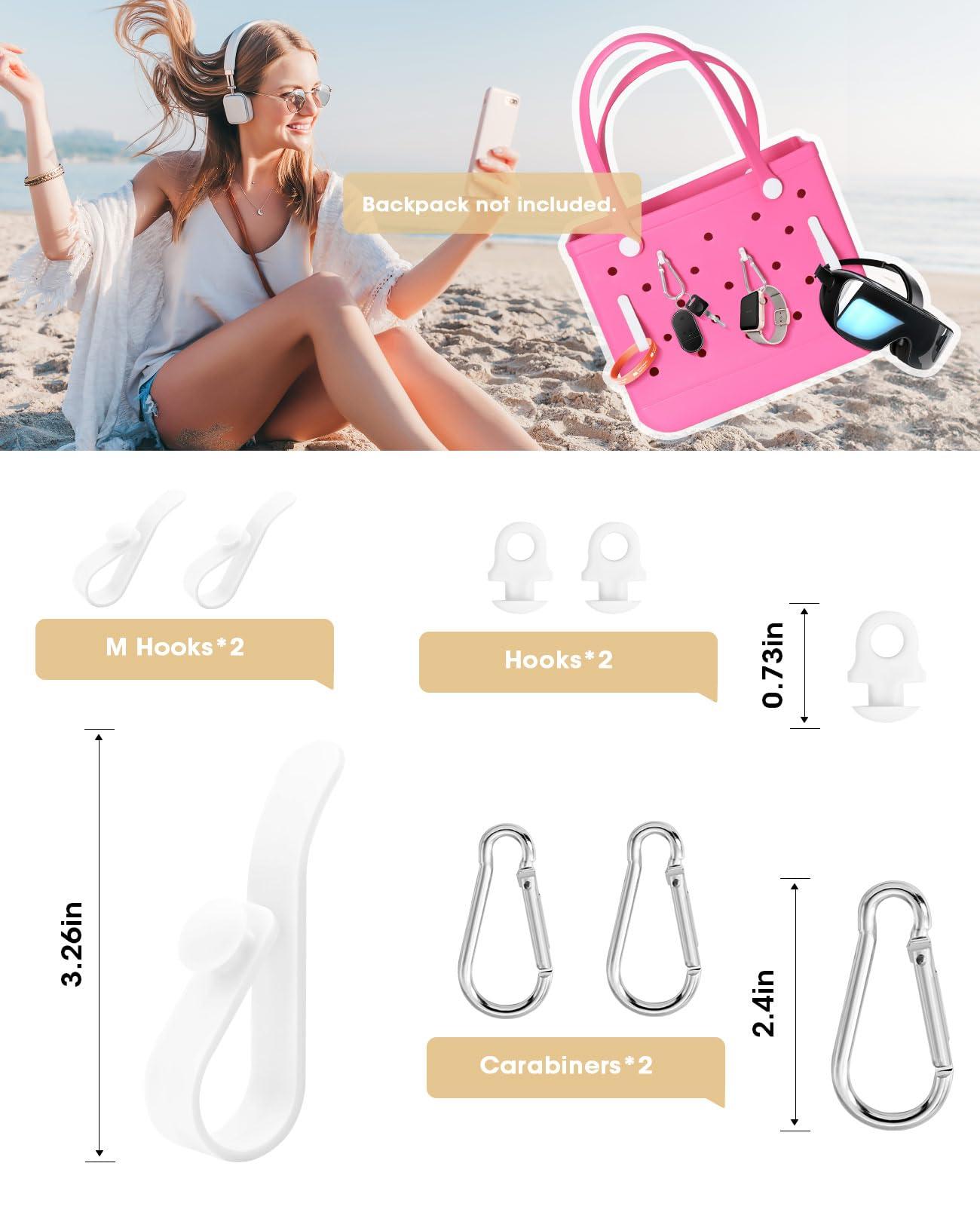 Onism Onism Accessories Set for Bogg Bag, with Silicone Phone Holder, 2 Clear Toiletry Bag and 6 Hooks Compatible with Bog Bags, White