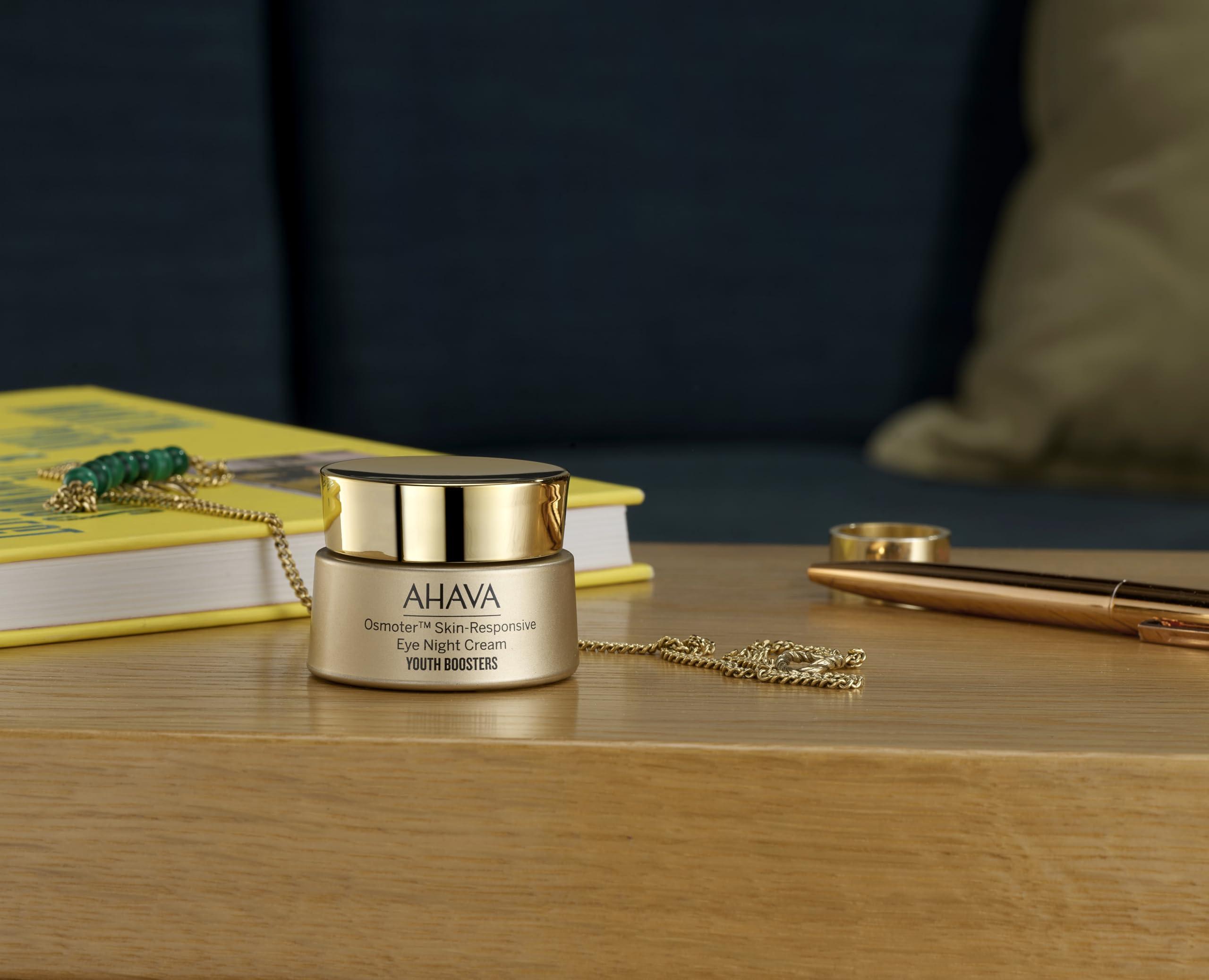 AHAVA AHAVA Osmoter Skin-Responsive Eye Night Cream - Youth-boosting intense overnight treatment with patented Smartium, lessen dark circles & promote eye zone luminosity, resets the look of eyes, 0.5 Fl.Oz
