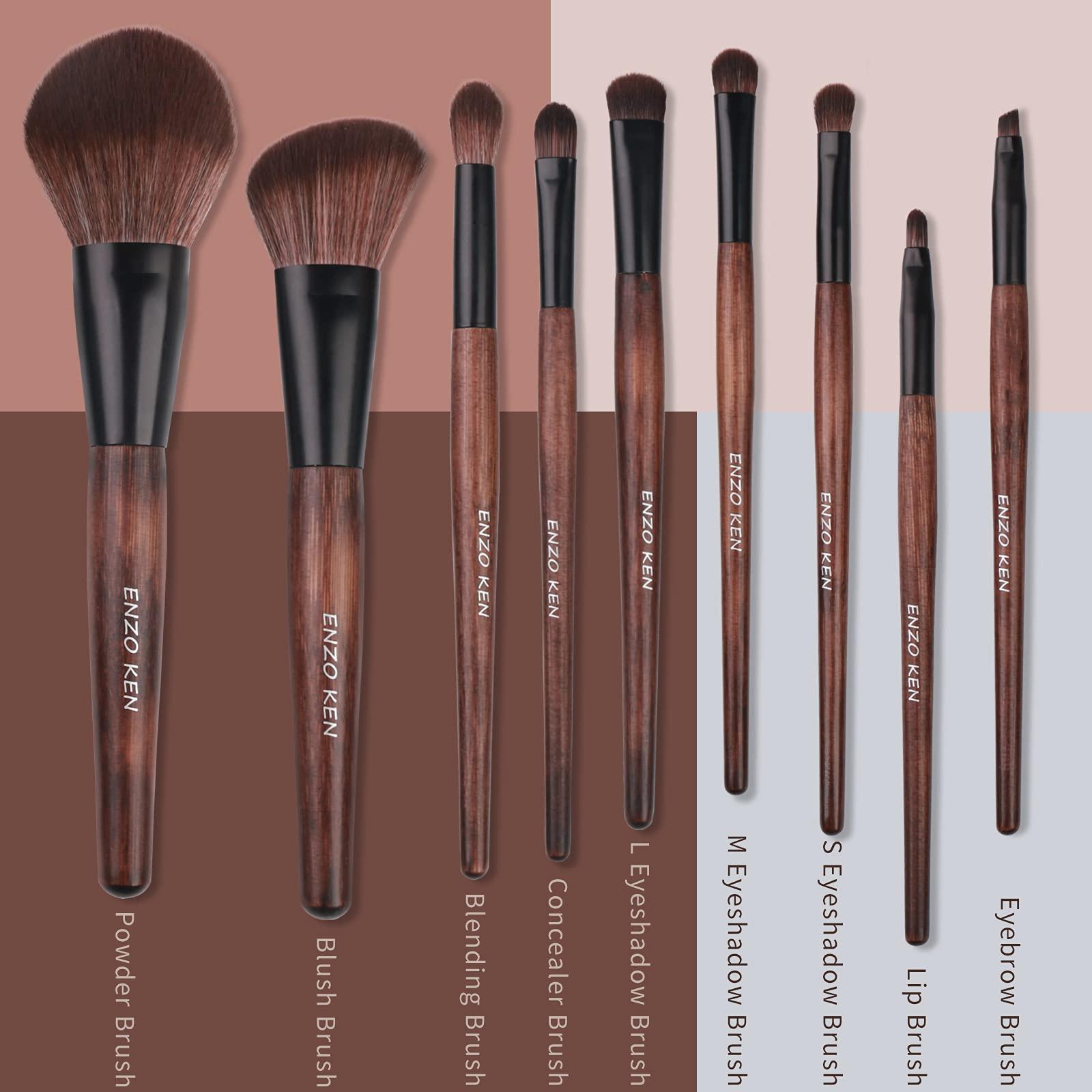 JMKJMJP JMKJMJP Natural Goat Hair Makeup Brush Set with Case, Luxury Cosmetic Brushes Makeup Set, Natural Makeup Brushes, Natural Bristle Makeup Brushes(Full Brush Set,Sable Hair Bamboo 9pcs)