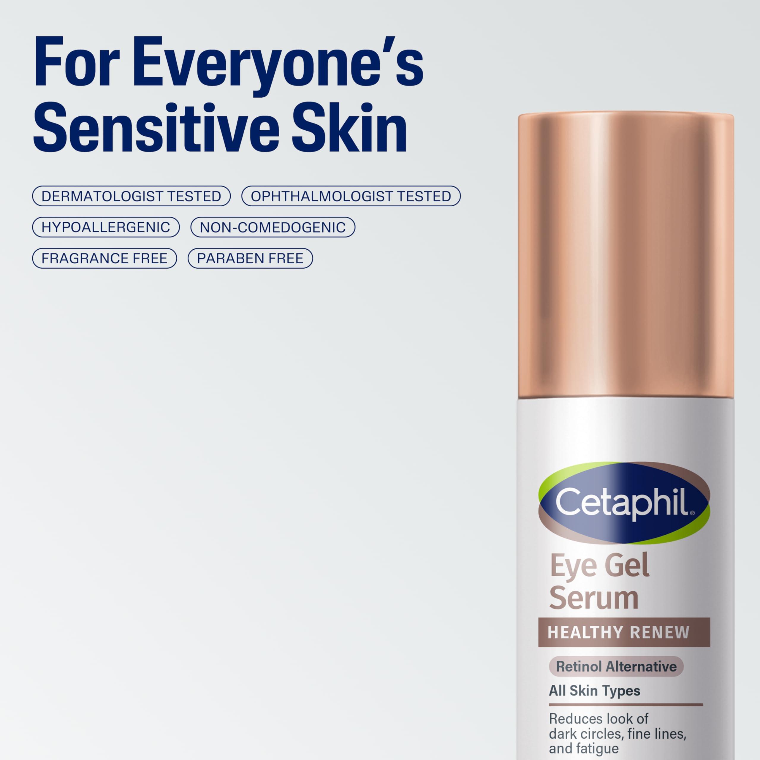 Cetaphil Cetaphil Healthy Renew Hydrating Eye Gel Serum 0.5 Oz, 24Hr Under Eye Cream for Anti Aging, Reduces the Appearance of Dark Circles and Wrinkles, Retinol Alternative Peptide Serum, For Sensitive Skin