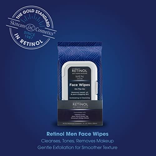 Retinol Retinol Men Facial Wipes Anti-Aging Cleansing Towelettes - Quickly cleanse face from sweat, oil and pore-clogging dirt without any heavy residue