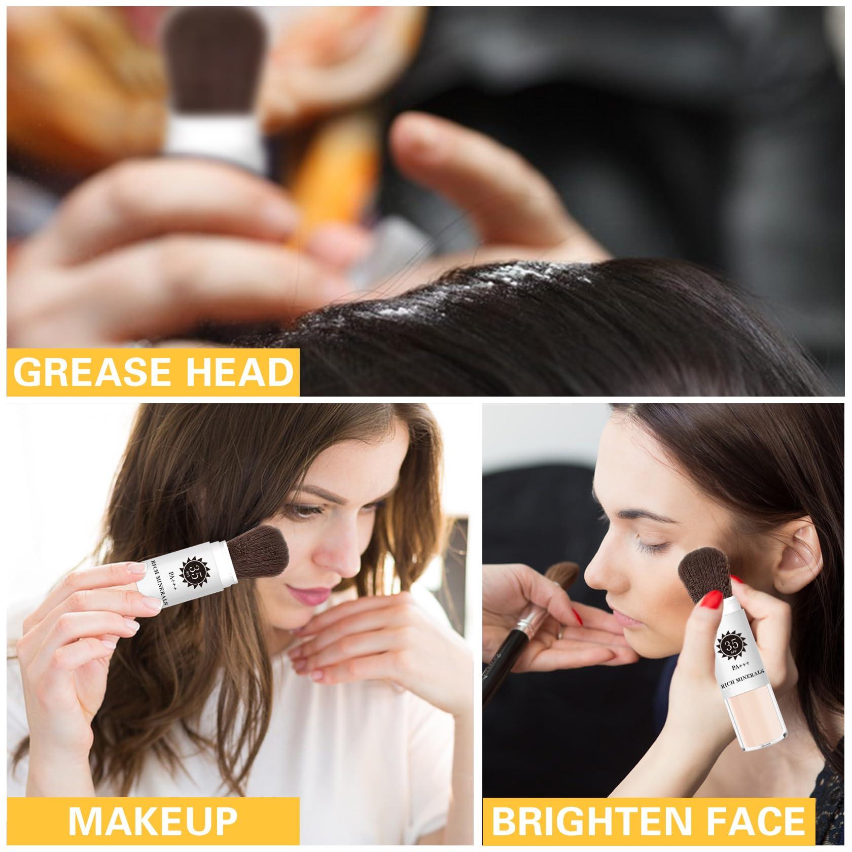 AWCCXMYM Setting Powder Sunscreen Powder Mineral Powder SPF 35, Natural Flawless Smooth Soft Matte Oil Control Brighten Concealer Translucent Powder Setting Powder Makeup With Sunscreen Brush #01 Translucent