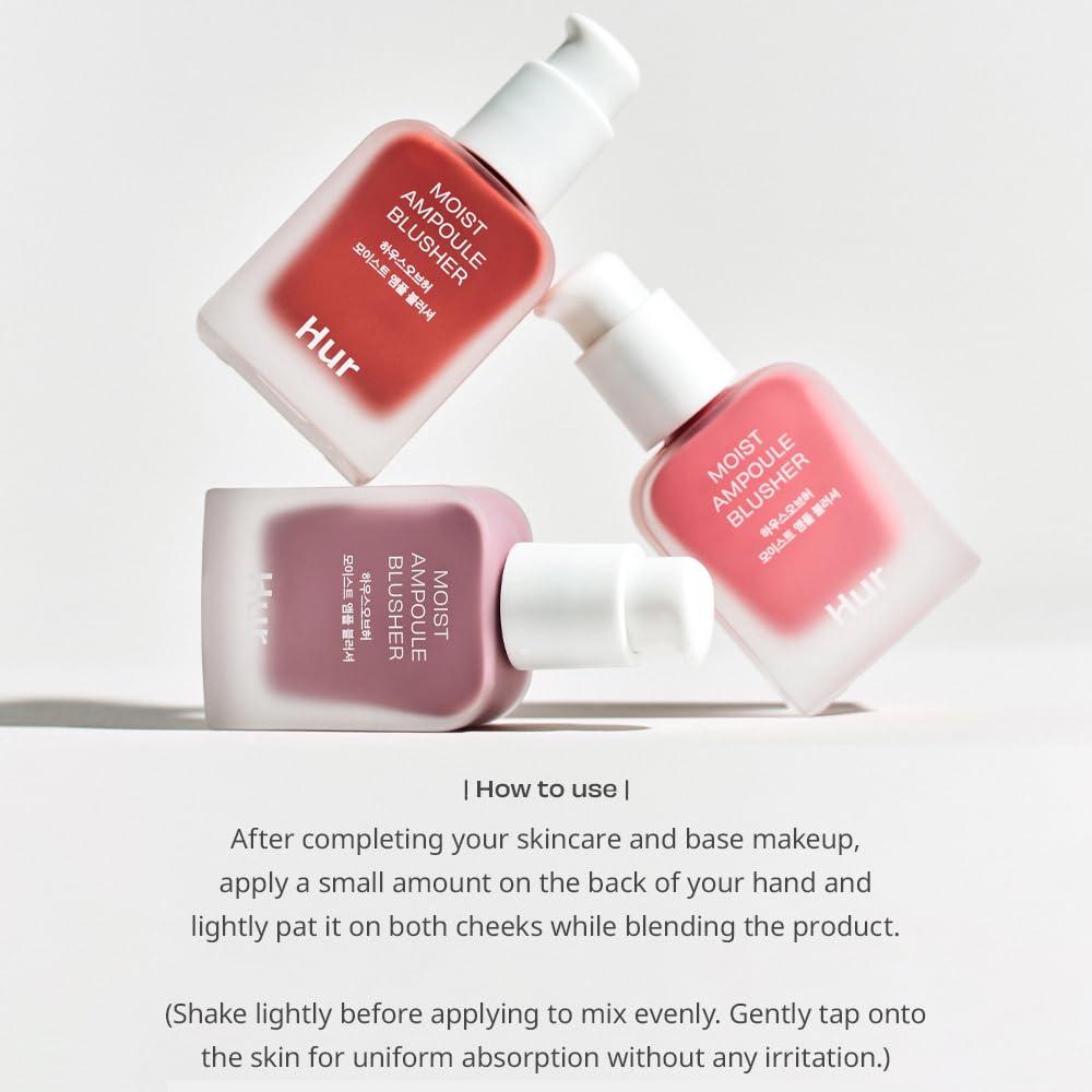 House of Hur House of Hur Moist Ampoule Blusher, Buildable Water-based Formula, Infused with over 50% moisture essence, no tackiness, long-lasting moisture, weightless feel (05 Peach Coral, 20ml)