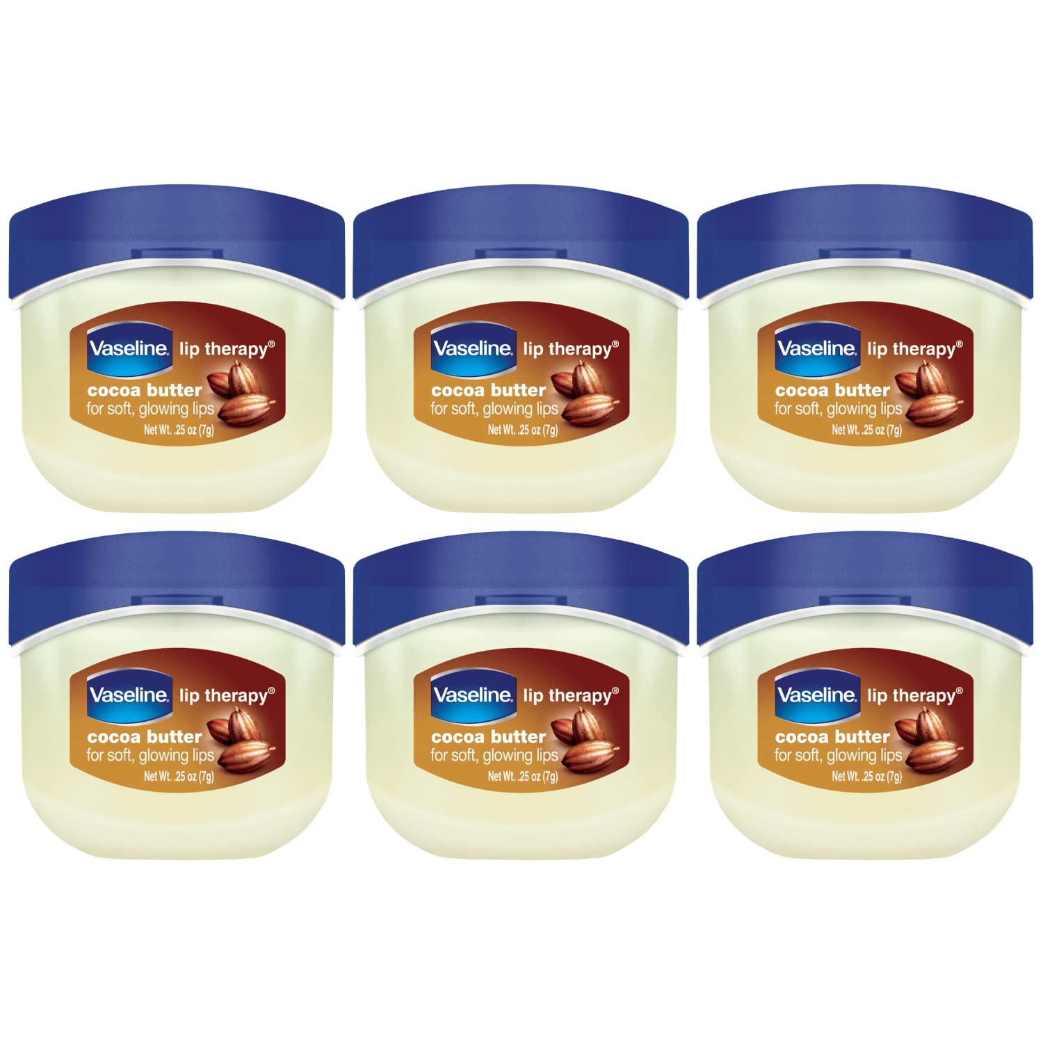 Vaseline Vaseline Lip Therapy Cocoa Butter 6-Pack Mini Lip Balms for Soft, Glowing Lips, 0.25 Oz Ea
