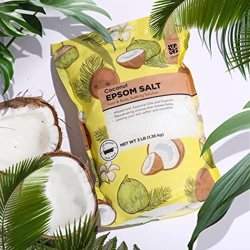 Serenity Sanctuary Epsom Salt for Soaking, 9 lb Scented Bath Salts for Women, Lavender & Eucalyptus & Coconut, Epsom Salt Bulk Bath Spa Set Gifts for Women, Mother\'s Day Gifts, 3lb (Pack of 3)