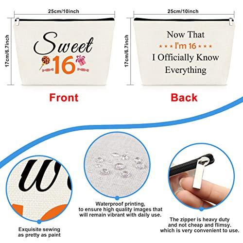 Mikela 16th Birthday Gifts for Girls Makeup Bag 16 Year Old Birthday Gifts Ideas Sweet 16 Gifts For Her Cosmetic Bag 16th Birthday Gift for Daughter Granddaughter Friends Sister Niece BFF Friendship Gifts