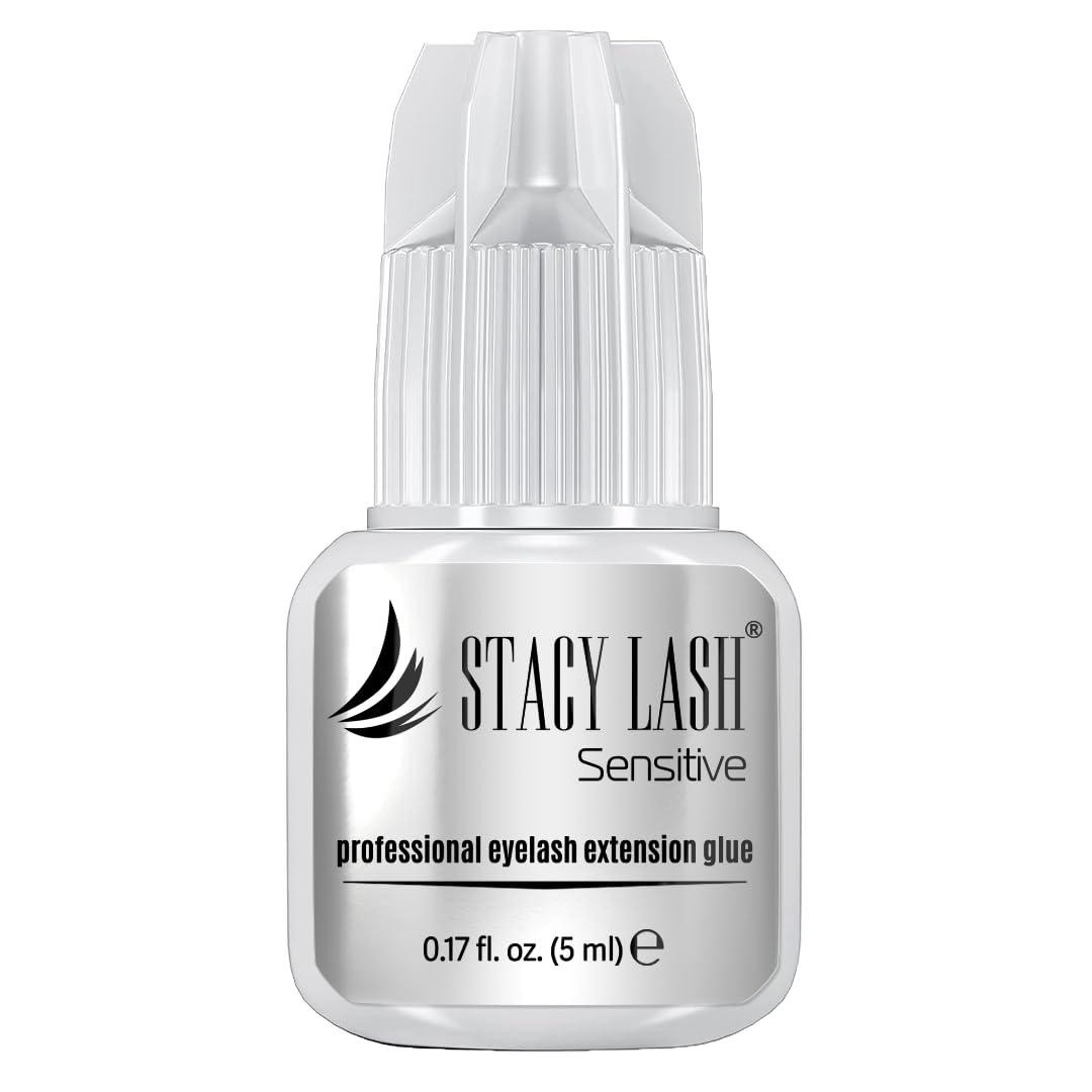 STACY LASH Sensitive Eyelash Extension Glue Stacy Lash 0.17fl.oz/5ml / 5-6 Sec Drying time/Retention 4-5 Weeks/Black Adhesive/Professional Supplies