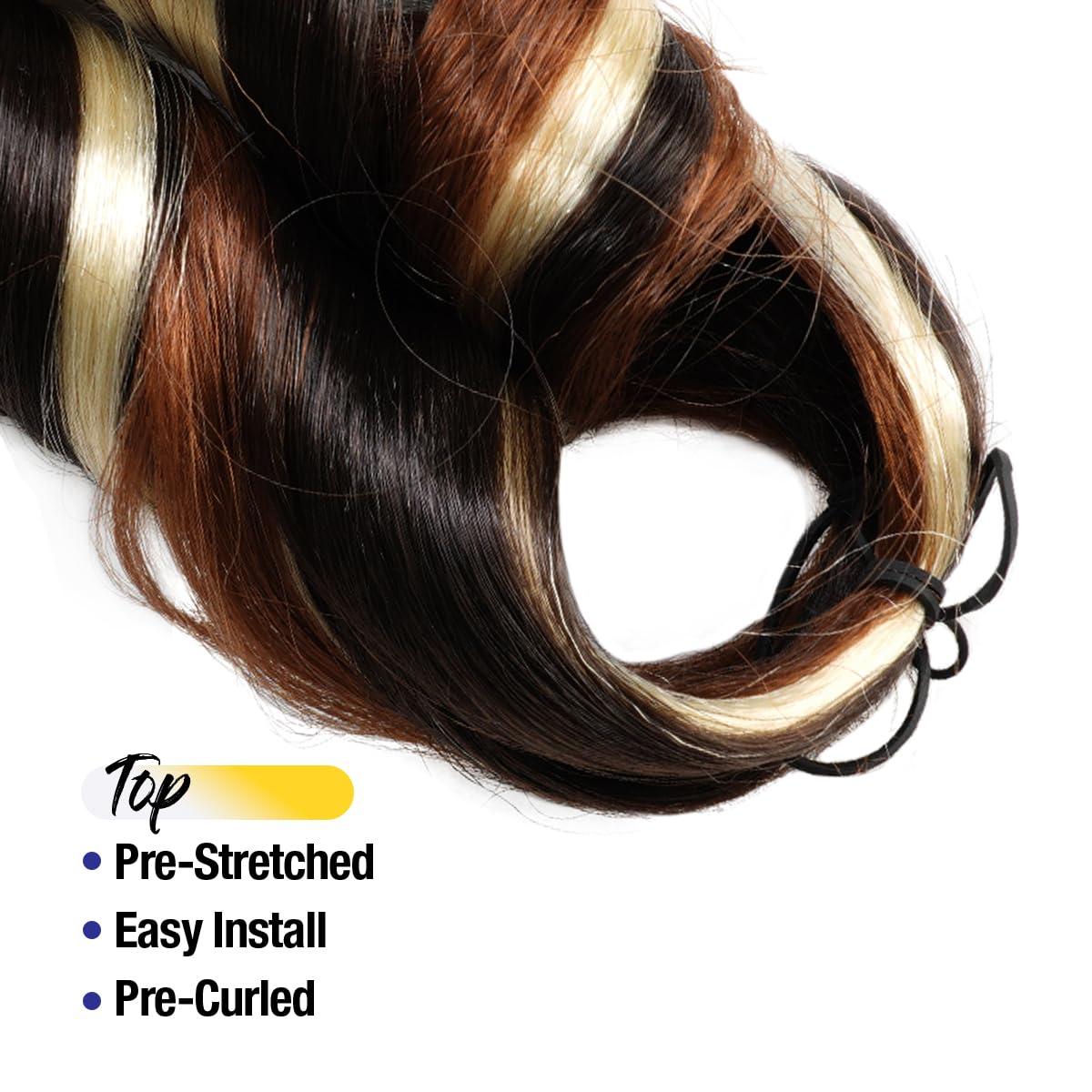 AU-THEN-TIC AU-THEN-TIC French Curly Braiding Hair 22 Inch French Curl Wavy Braids Spiral Curl Bouncy Braiding Hair for Goddess Box Braids Crochet Hair Extensions (9 Bundles (Pack of 3), P4/30/613)