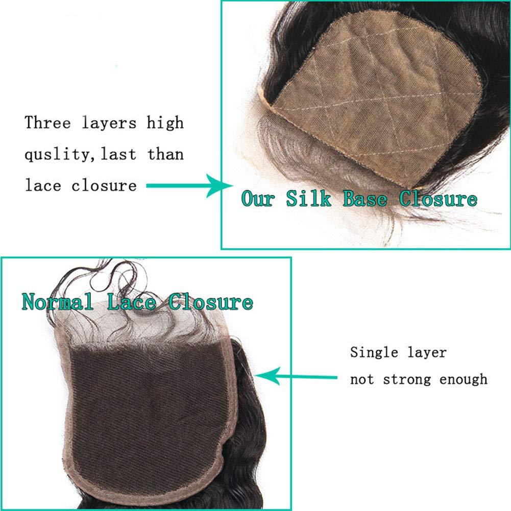 Nicewig Silk Base Top Closure Yaki Straight Bleached Hidden Knots Free Part 4x4\" Fake Scalp Lace Closure With Baby Hair Unprocessed Virgin Kinky Straight Human Hair Closure 14\"inch