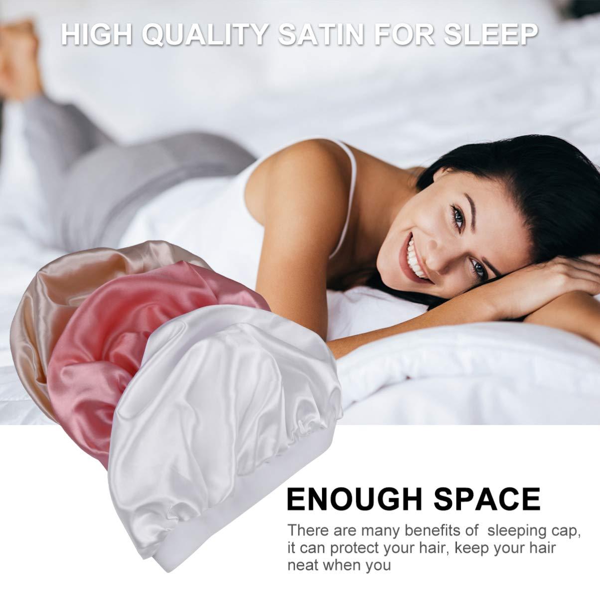 CALLARON CALLARON Bonnet Bath Hat for Women Reusable Shower Caps Spa Bathing Shower Hat Bath Caps Satin 3Pcs