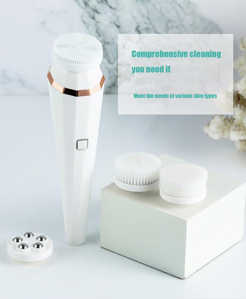 Voibuty V Multifunctional Facial Cleanser, Silicone Facial Brush, one Machine, Multi Head Facial Cleanser, Cleaning and Massage Facial CleanserExfoliateMassage,360 Rotation Cleanser