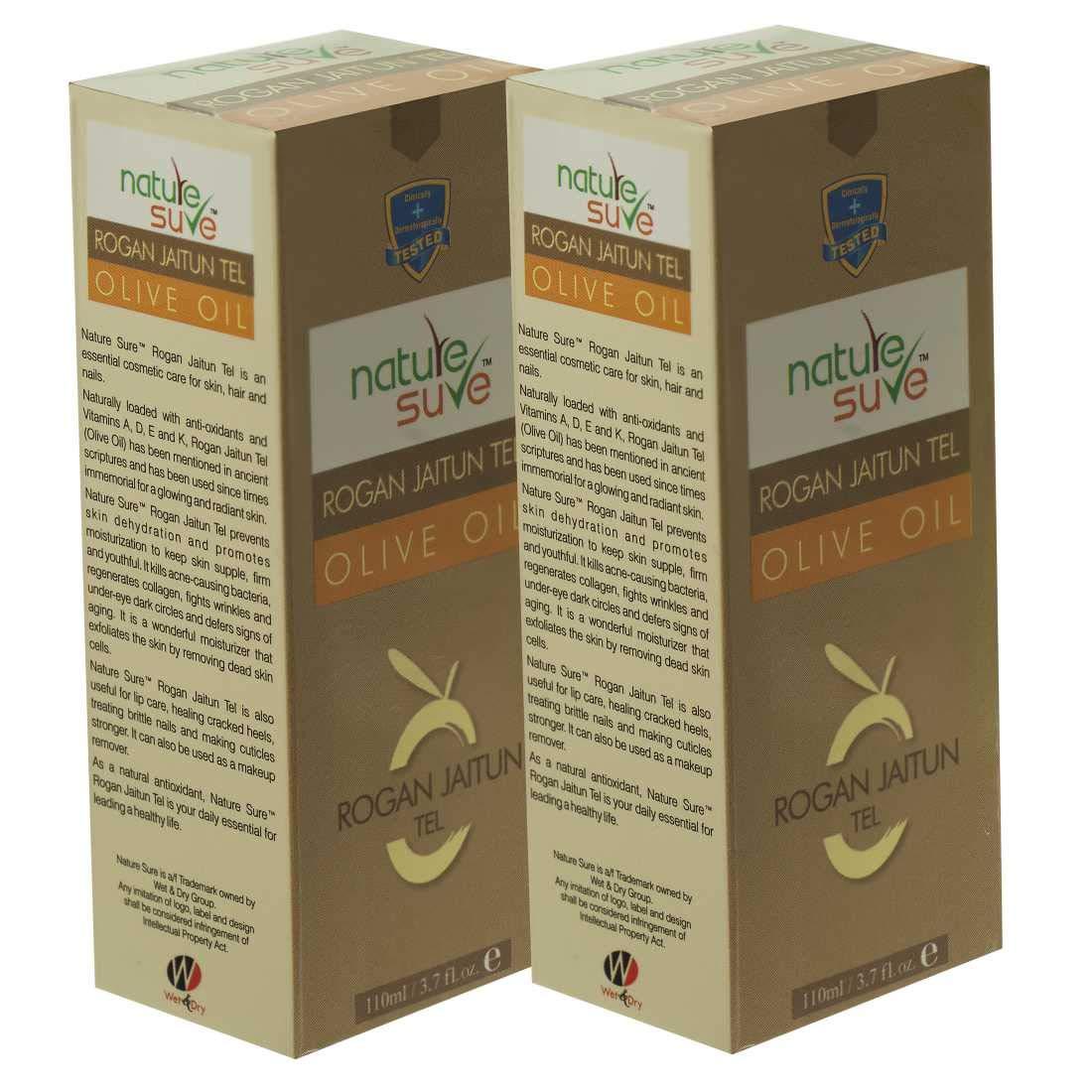 Wet & Dry Personal Care (Pvt.) Ltd. Nature Sure Rogan Jaitun Olive Oil - 2 Packs (110ml Each)