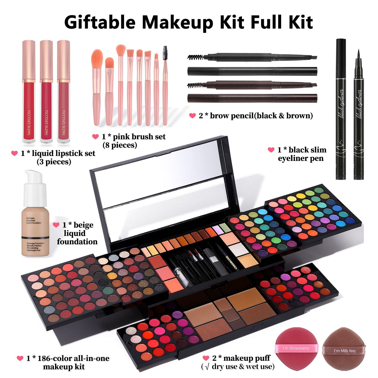 CHARMCODE Professional Big Makeup Kit for Teens Girls & Women Full Kit, Beauty Case with Beginner Cosmetics Sets, All-in-One Make Up Gift Box with Lipgloss, Eyeshadow,Blush,Highlight,Brow&Liner Pens,Brush,etc